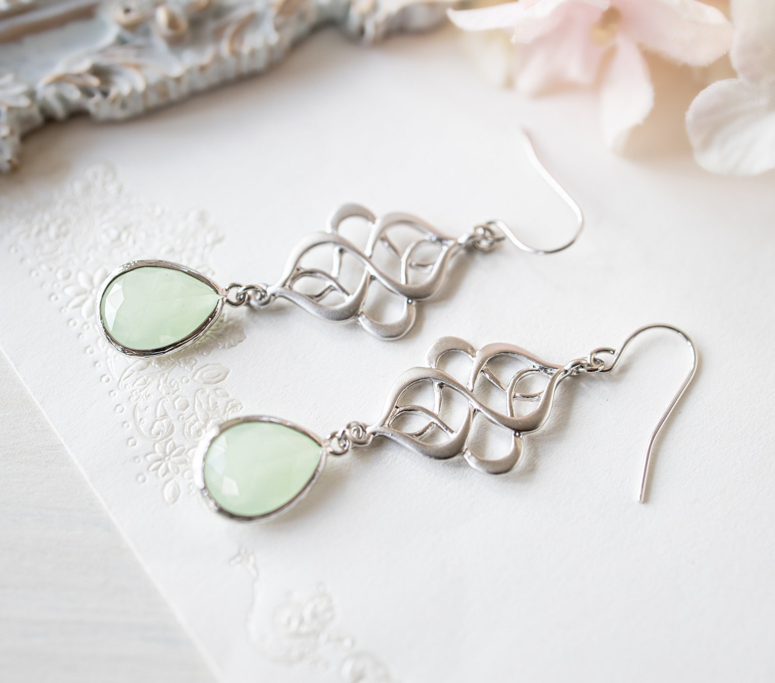 Mint Green Earrings Seafoam Green Earrings Light Green Etsy