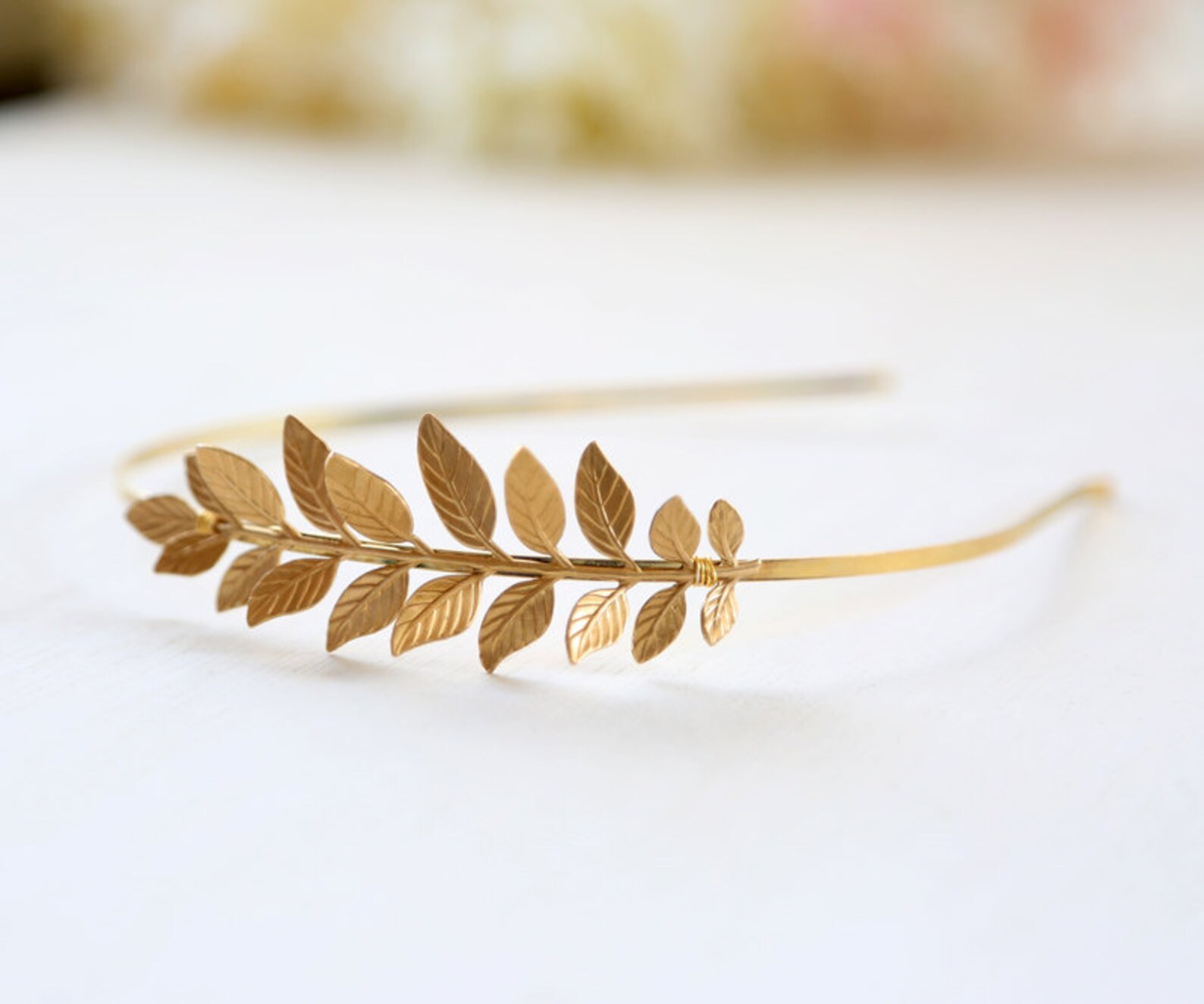 Leaf Headband Gold Brass Leaf Headband Grecian Headband Etsy