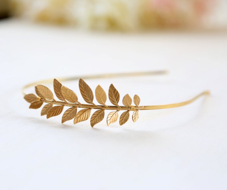 Grecian Hairband Bridal Hair Woodland Wedding Large Leaf Headband Wedding Headband Gold Leaf Headband Grecian Headpiece