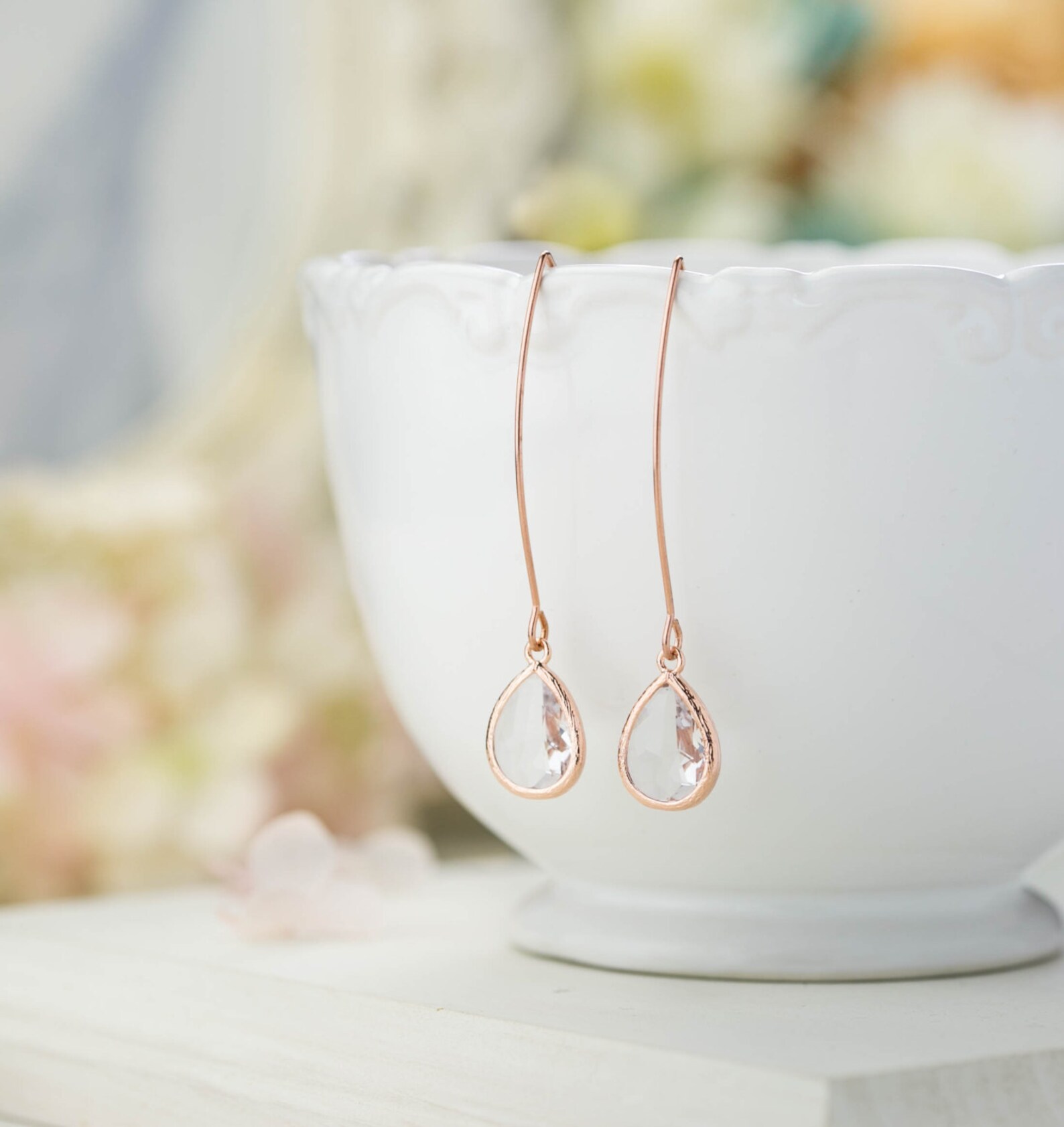 rose gold bridesmaid earrings