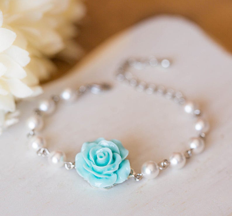 Bridesmaid Bracelet Flower Girl Bracelet Navy Blue Dusty Etsy