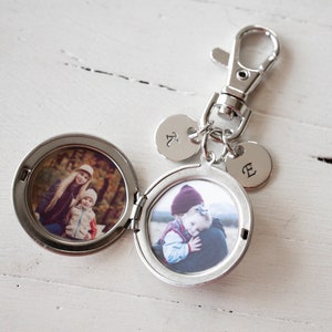 Porte-clés médaillon personnalisé, porte-clés, cadeau pour père, père, mari, frère fils, petit ami, porte-clés médaillon photo en acier inoxydable argenté