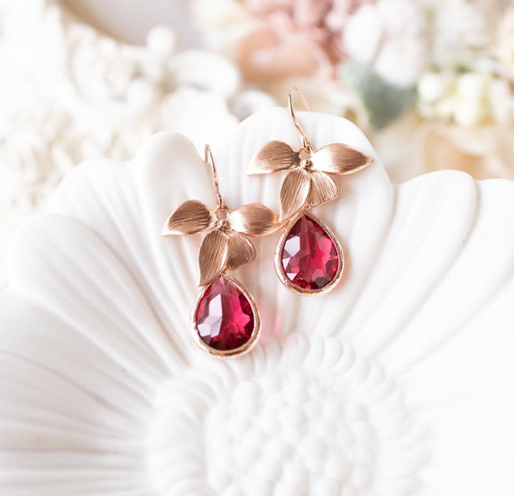 Ladies rose gold earrings deals