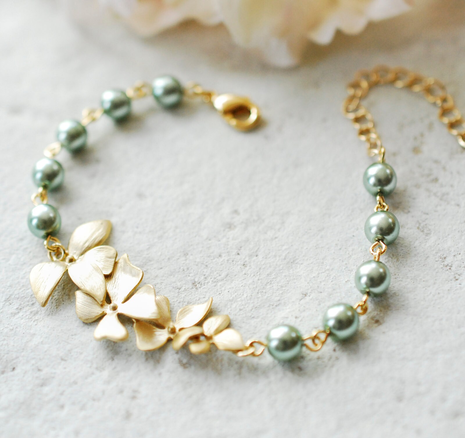 Sage Green Wedding Bridal Bracelet Bridesmaid Gift Sage Etsy
