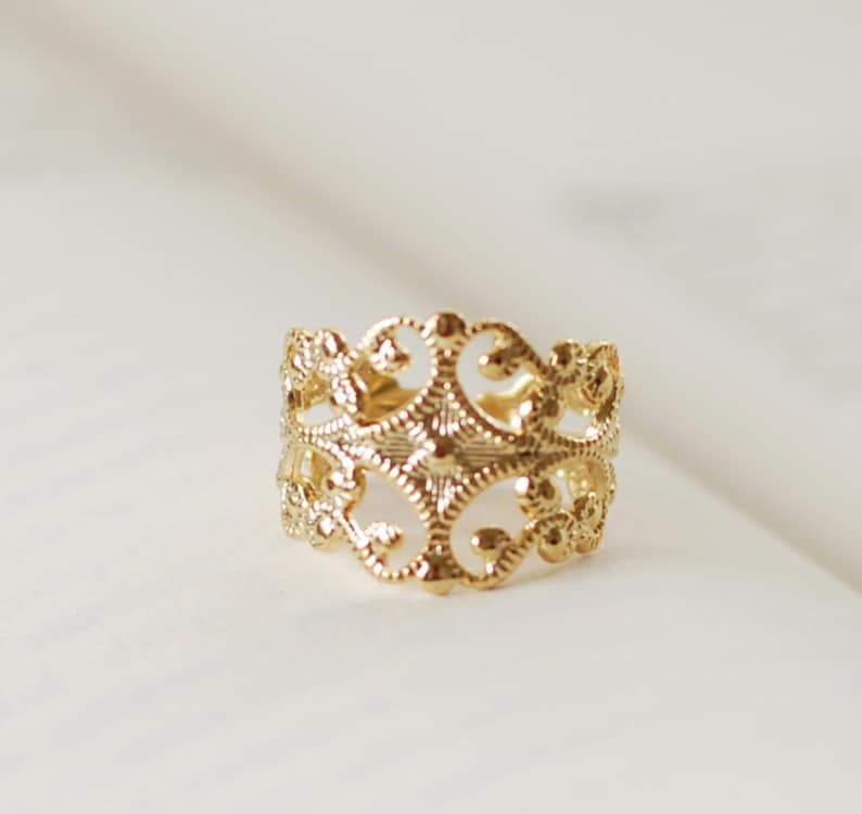 Victorian Style Gold Filigree Ring. High Quality Gold Plated Etsy