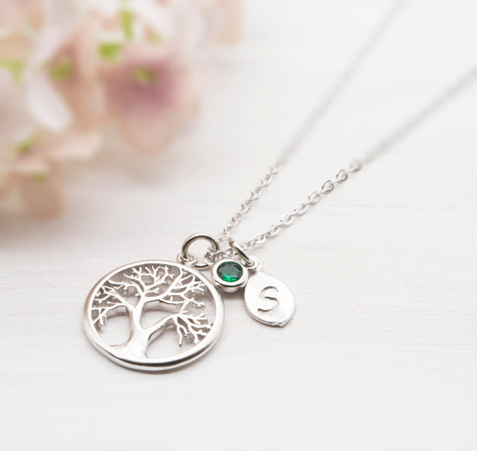 Personalized Family Tree Necklace for MOM Birthstone Initial Etsy
