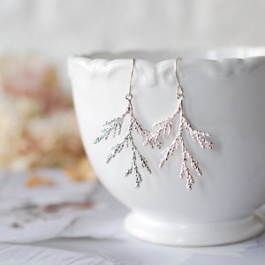 Silver Spruce Tree Leaf Branch Earrings, Fall Earrings, Winter Earrings, Fall Winter Jewelry, Coniferous Evergreen tree, Christmas Tree image 7