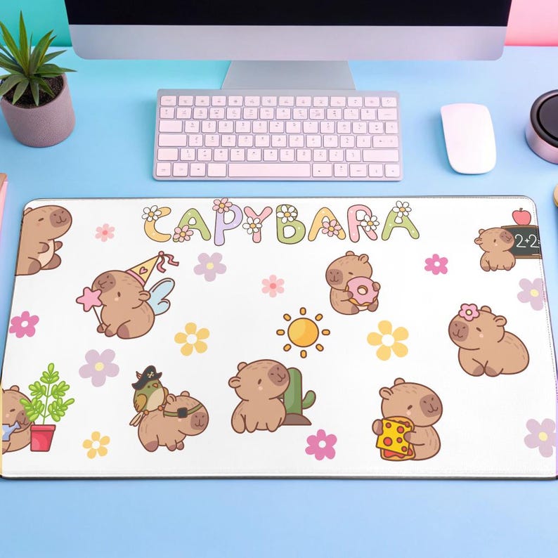 Cute Capybara Desk Mat - Kawaii Animal Mouse Pad for Office or Gaming ...