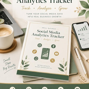 Social-Media-Analyse-Tool für Kleinunternehmen (druckbar), Social-Media-Performance-Planer, Content-Engagement-Protokoll, A4-PDF