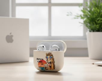 Retro Horse Sunglasses AirPod Case | Vintage Sunset Cartoon Design