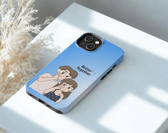 Telefoonhoesje voor koppels iPhone 14 13 – Bijpassende telefoonhoesjes voor koppels, jubileumcadeau voor hem, schattig blauw Better Together Cover Samsung