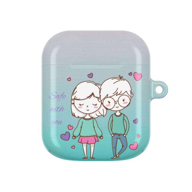 Gepersonaliseerde AirPods-hoesje voor koppels – aangepaste illustratie jubileumcadeau afbeelding 7