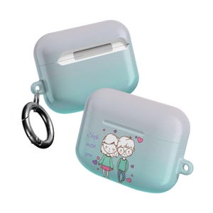Gepersonaliseerde AirPods-hoesje voor koppels – aangepaste illustratie jubileumcadeau afbeelding 16