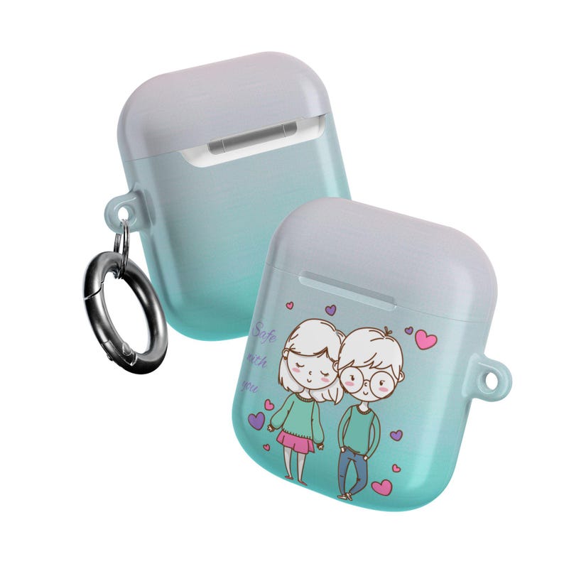 Gepersonaliseerde AirPods-hoesje voor koppels – aangepaste illustratie jubileumcadeau afbeelding 17