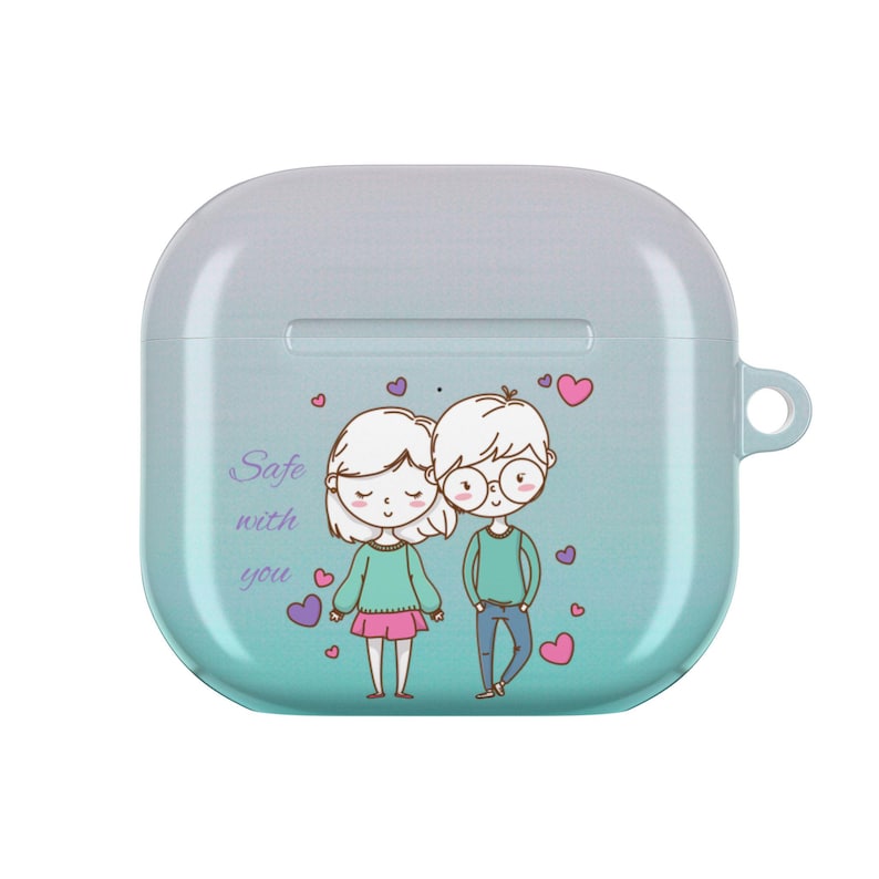 Gepersonaliseerde AirPods-hoesje voor koppels – aangepaste illustratie jubileumcadeau afbeelding 4