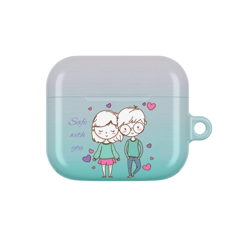 Gepersonaliseerde AirPods-hoesje voor koppels – aangepaste illustratie jubileumcadeau afbeelding 5