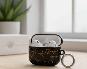 Personalized Gemini Zodiac Constellation AirPods Case, Custom Marble Night Sky Cover for AirPods Pro 1 2 3, AirPods 4 3 2 1, Stars Gift