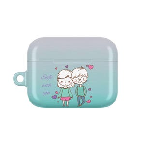 Gepersonaliseerde AirPods-hoesje voor koppels – aangepaste illustratie jubileumcadeau afbeelding 8