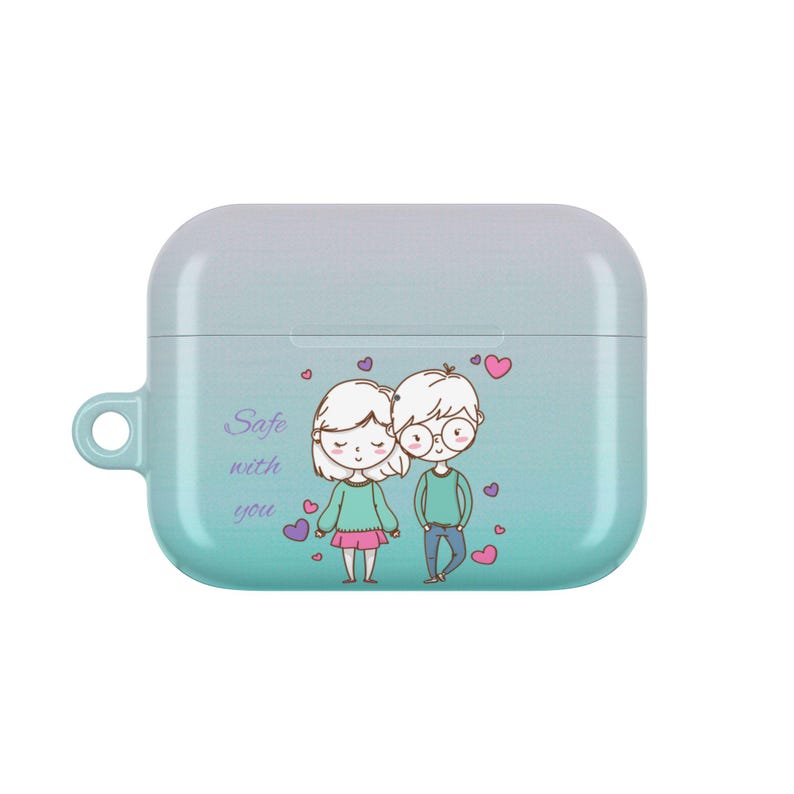 Gepersonaliseerde AirPods-hoesje voor koppels – aangepaste illustratie jubileumcadeau afbeelding 8