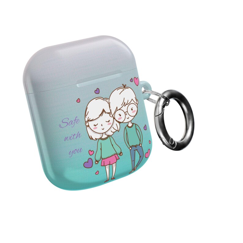 Gepersonaliseerde AirPods-hoesje voor koppels – aangepaste illustratie jubileumcadeau afbeelding 12