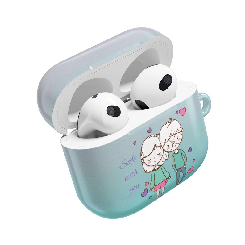 Gepersonaliseerde AirPods-hoesje voor koppels – aangepaste illustratie jubileumcadeau afbeelding 19