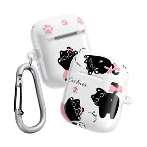 Cute Cat AirPods Case | Kawaii Kitty Earphone Cover | Black Cat Lover Gift | Protective AirPods Pro Case | Custom Cat Airpod Cover