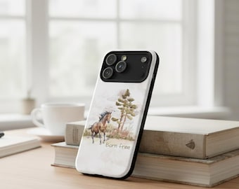 Custom Name Horse MagSafe Phone Case | Personalized Equestrian Gift for Horse Lover, Tough Magnetic iPhone Cover