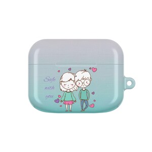 Gepersonaliseerde AirPods-hoesje voor koppels – aangepaste illustratie jubileumcadeau afbeelding 9
