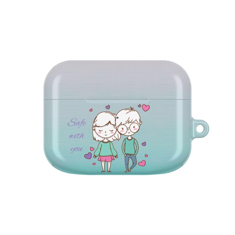 Gepersonaliseerde AirPods-hoesje voor koppels – aangepaste illustratie jubileumcadeau afbeelding 9
