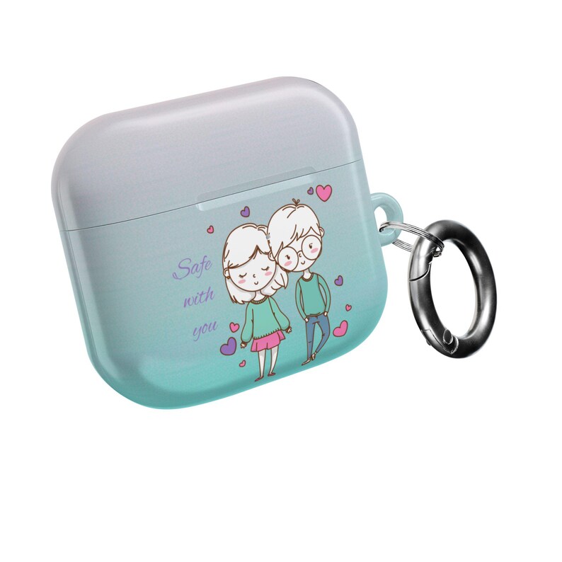 Gepersonaliseerde AirPods-hoesje voor koppels – aangepaste illustratie jubileumcadeau afbeelding 14