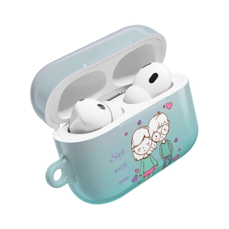 Gepersonaliseerde AirPods-hoesje voor koppels – aangepaste illustratie jubileumcadeau afbeelding 20