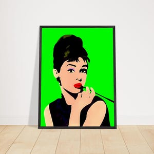 Audrey Hepburn Warhol 8K Pop Art - Green/Framed
