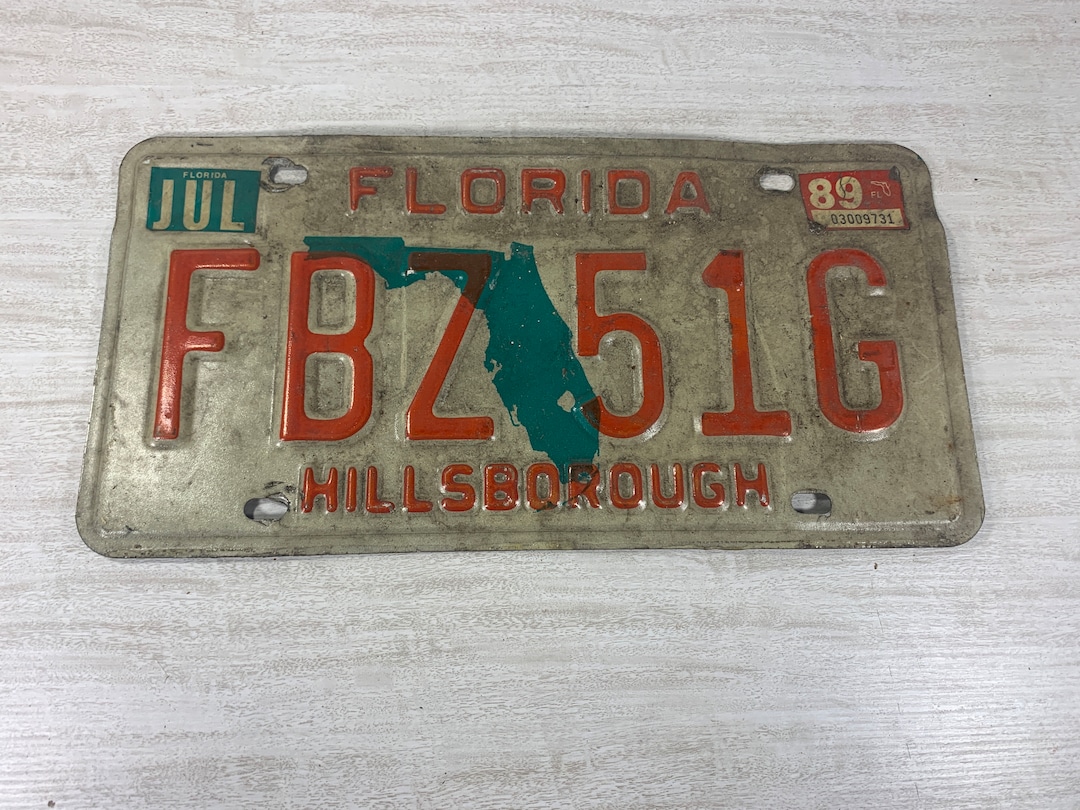 Florida Hillsborough County License Plate 1989 Etsy