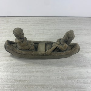 7" Indian Canoe - Mt. St. Helen's Sculptures - Crafted from Genuine Volcanic Ash