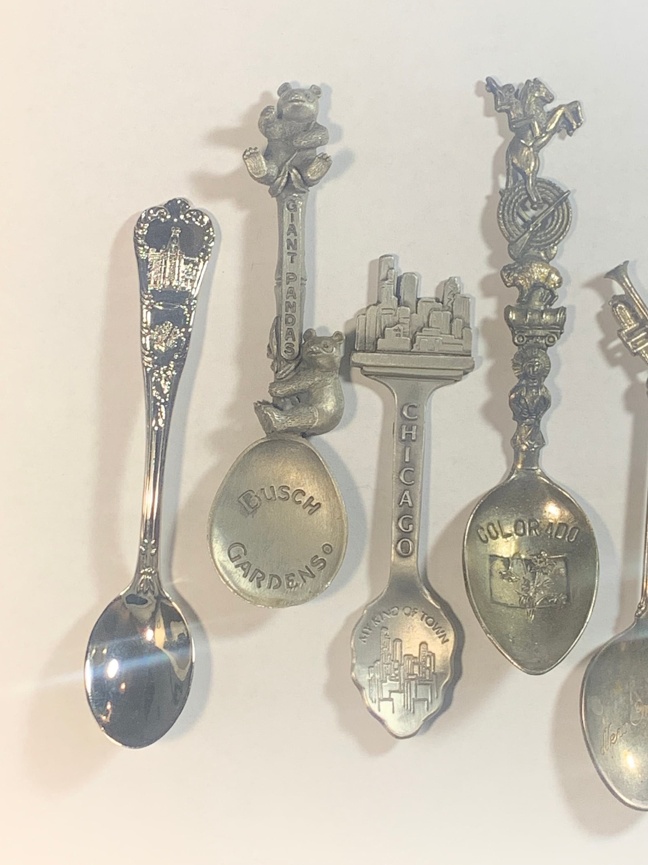 9 Collectors Spoons, Baltimore, Chicago, Blowing Rock, Egypt, Naval