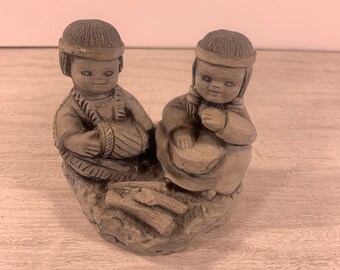 3.25" Indian Drum Circle  - Mt. St. Helen's Sculptures - Crafted from Genuine Volcanic Ash