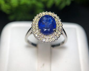 Anillo de zafiro natural hecho a mano en plata de ley 925. Anillo curativo. Anillo con piedra de nacimiento. Ideal para regalar. Anillo con piedra preciosa. Anillo con piedra de nacimiento de septiembre.