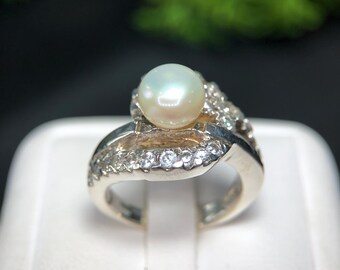 Anillo de perla hecho a mano: plata de ley 925, piedra natal de junio