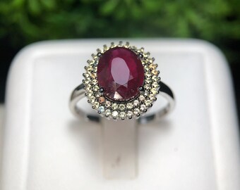 Anillo de rubí natural hecho a mano en plata de ley 925. Anillo curativo. Anillo de piedra natal. Ideal como regalo. Anillo de piedras preciosas. Anillo de piedra natal de julio.