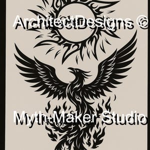 Phoenix Tattoo Printable Download • Family Fire Rebirth Symbol • Digital Tattoo Design • Tribal Phoenix Art • Instant Download Tattoo Stenci