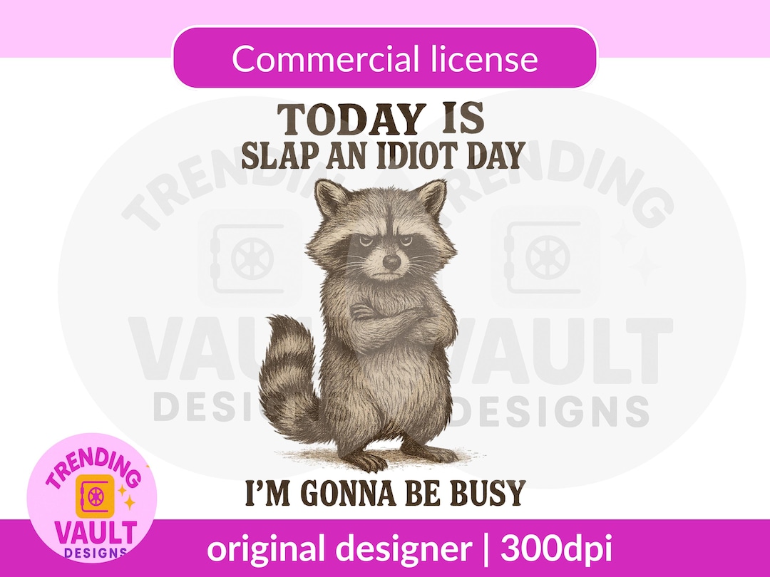 Grumpy Raccoon PNG: Sarcastic Retro Animal Clipart (digital Download ...