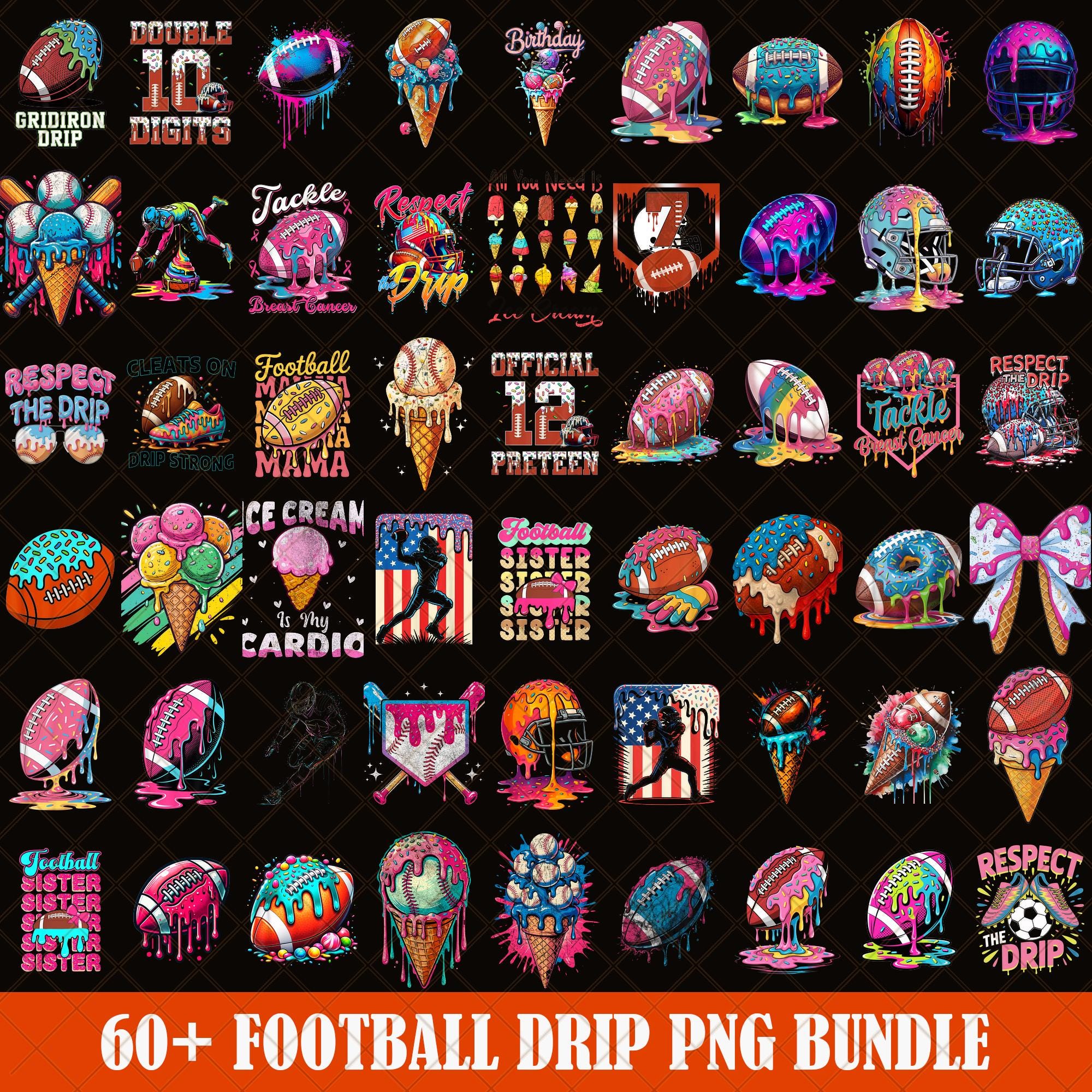 Football Drip PNG, Ice Cream Drip, Respect The Drip, Football Mama, American Boy png, Game Day Football, Sports Team PNG