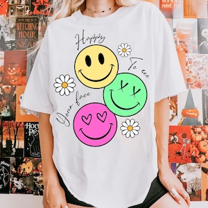Retro Happy To See Your Face Png, Neon Floral Teacher Png, Smile Face Png, Back To School Png, Trendy Teacher Smiley Png, Happy Face Png