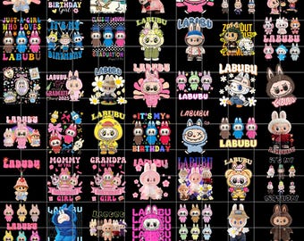 110 + Labubu PNG-Bundle, süße Zeichentrickfigur PNGs, Labubu Clipart Pack, Labubu-Dateien im Filmstil, digitaler Download Sublimation