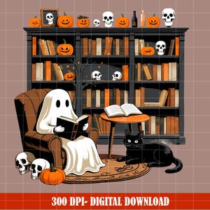 Fantôme rétro, livres de lecture png, école huée, bibliothécaire fantôme Halloween, enseignant d&#39;halloween png, png d&#39;Halloween, cadeau enseignant