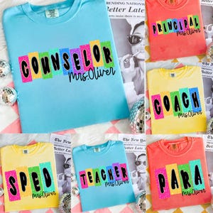 Custom School Occupation PNG, Preppy First Day of School Daisy Floral Girly Png, Back to School Teacher Sped Para Counselor, Drawn