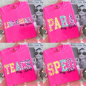 Custom School Occupation PNG, Back to School Teacher Sped Para Counselor, Preppy First Day of School Daisy Floral Girly Png, Hand Drawn