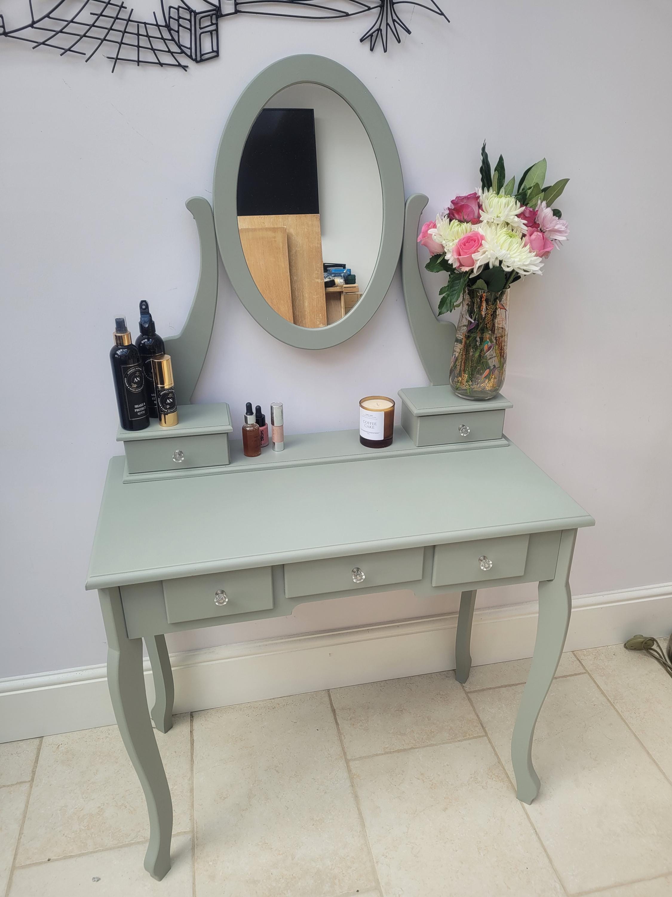green dressing table Richmond Ridged Vanity Table, Matte Sage Green - daals