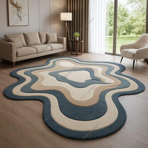 8x10 Modern Funky Hand Tufted Area Rug, Luxury Soft Wool Carpet for living Room, Bedroom, Kitchen, Office and Kid&#39;s Room