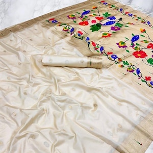 Paithani Silk Saree: Meenakari Zari Peacock Pallu, Traditional Weaving